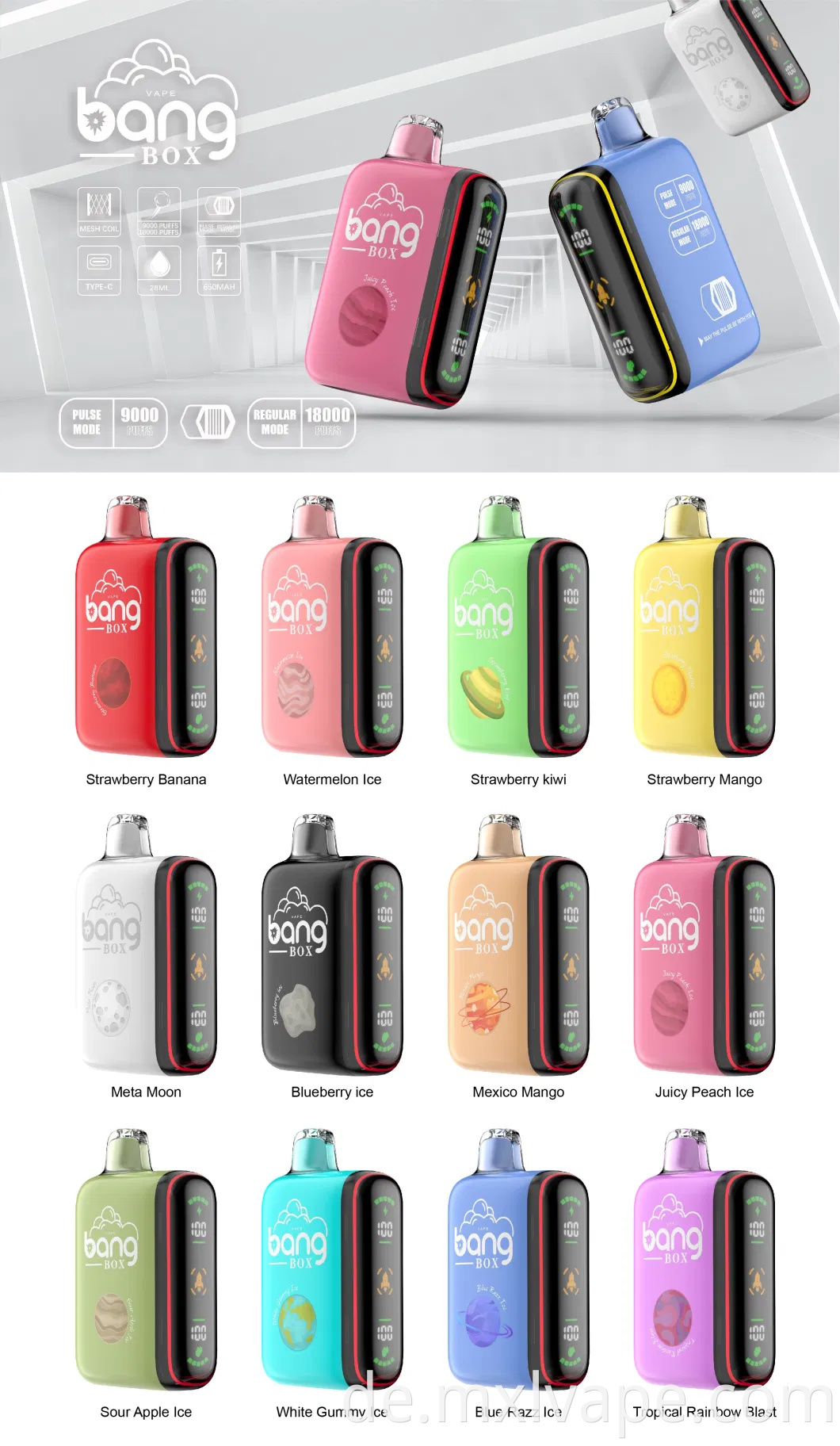 Großhandelspreis verfügbarer Vape Pod Bang Box 9000-18000 Puffs Poco